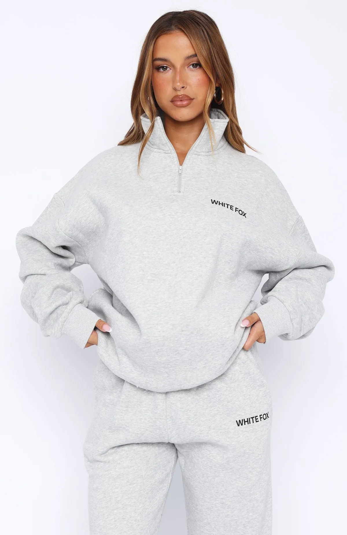 Core Classic Zip Front Sweater Dark Grey Marle sold by White Fox Boutique product image thumbnail 3