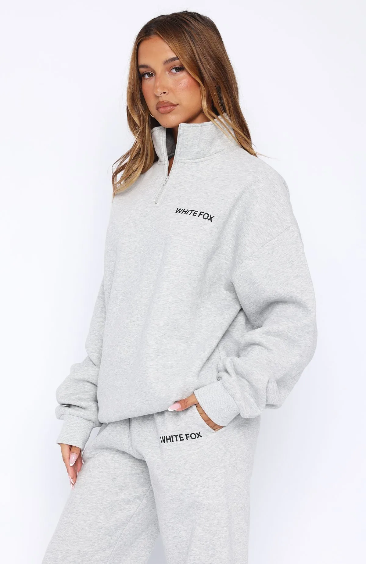 Core Classic Zip Front Sweater Dark Grey Marle sold by White Fox Boutique product image thumbnail 4