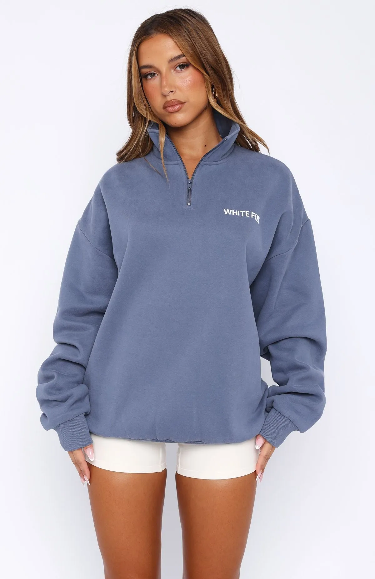 Core Classic Zip Front Sweater Ocean sold by White Fox Boutique product image thumbnail 3