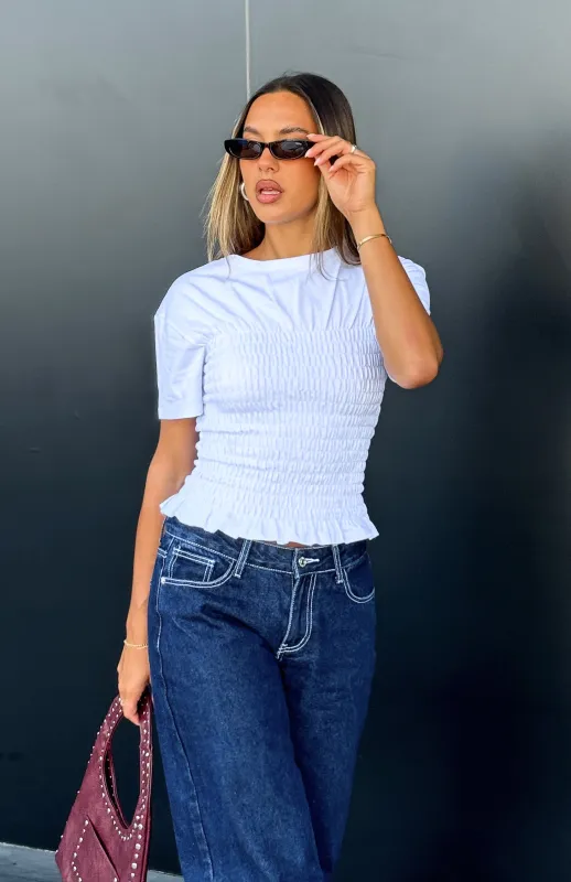 Took Control Ruched Top White sold by White Fox Boutique