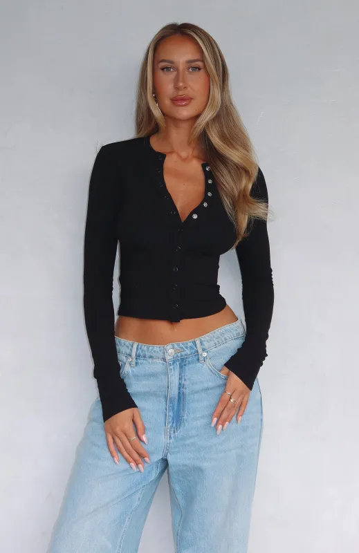 Get Your Bag Long Sleeve Top Black sold by White Fox Boutique