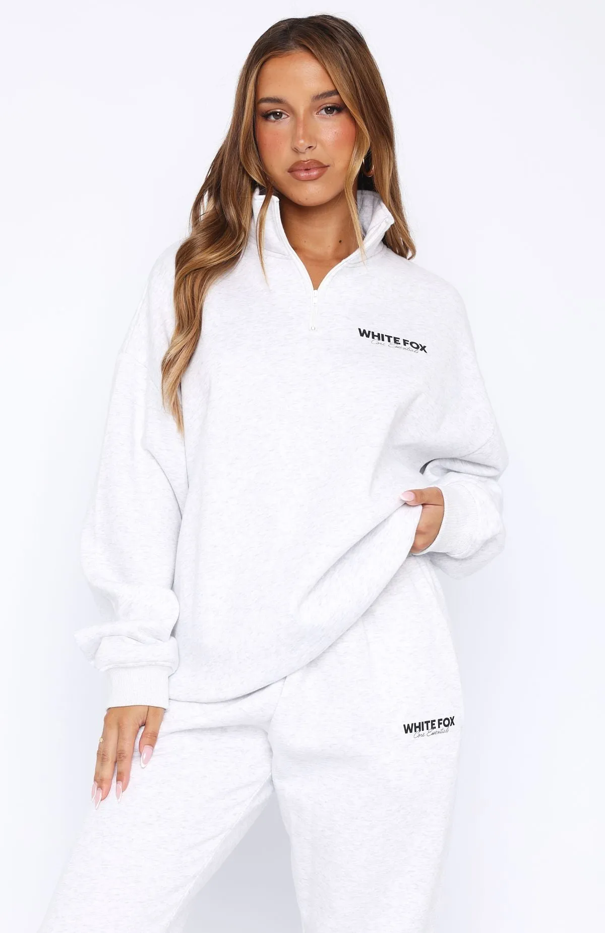 Core Essentials Zip Sweater Grey Marle sold by White Fox Boutique product image thumbnail 3