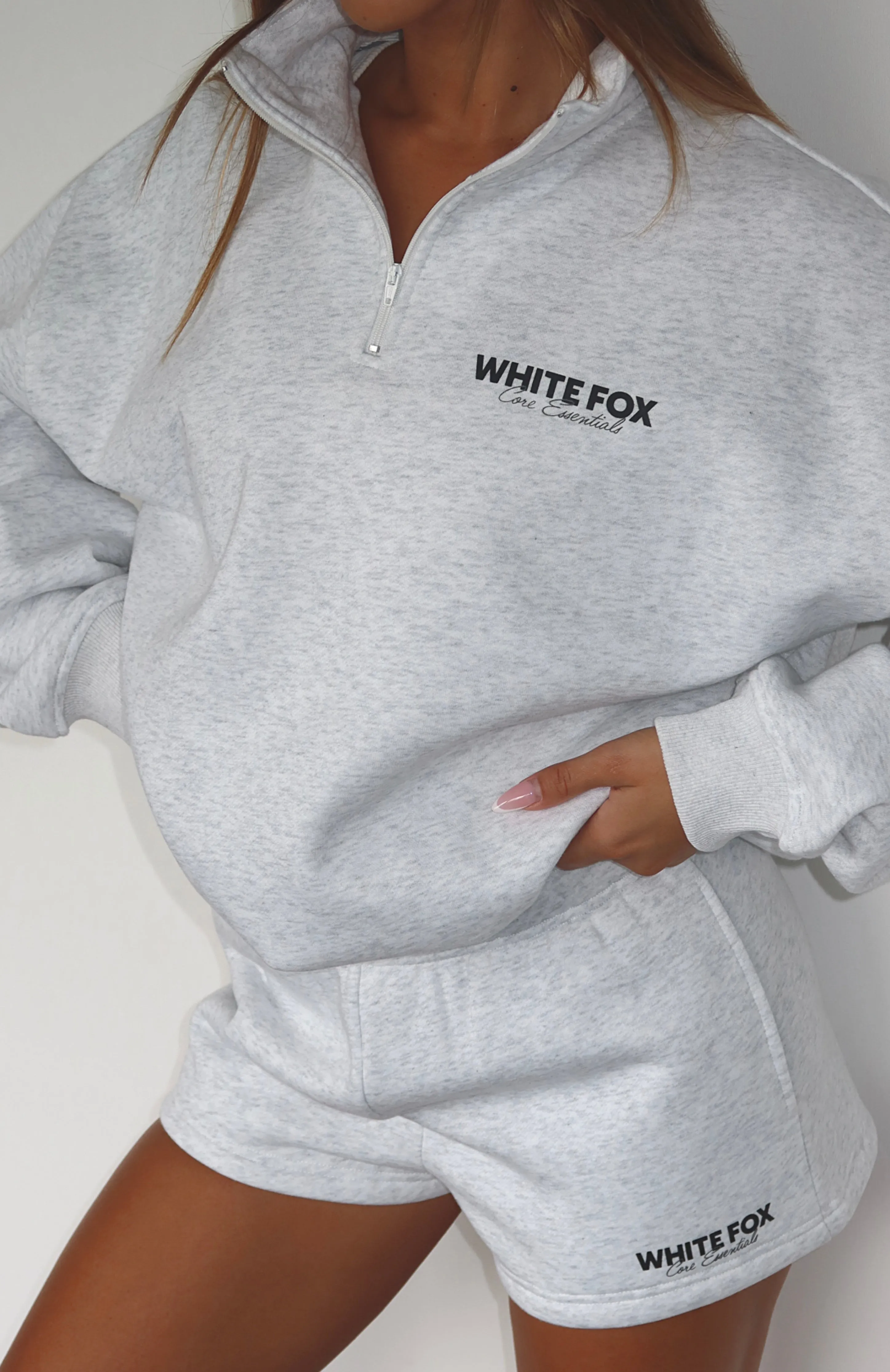 Core Essentials Zip Sweater Grey Marle sold by White Fox Boutique product image thumbnail 2