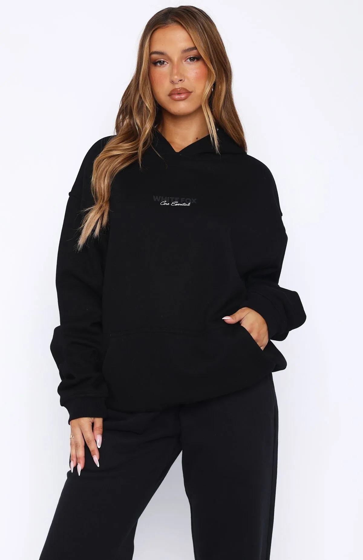 Core Essentials Oversized Hoodie Black sold by White Fox Boutique product image thumbnail 3