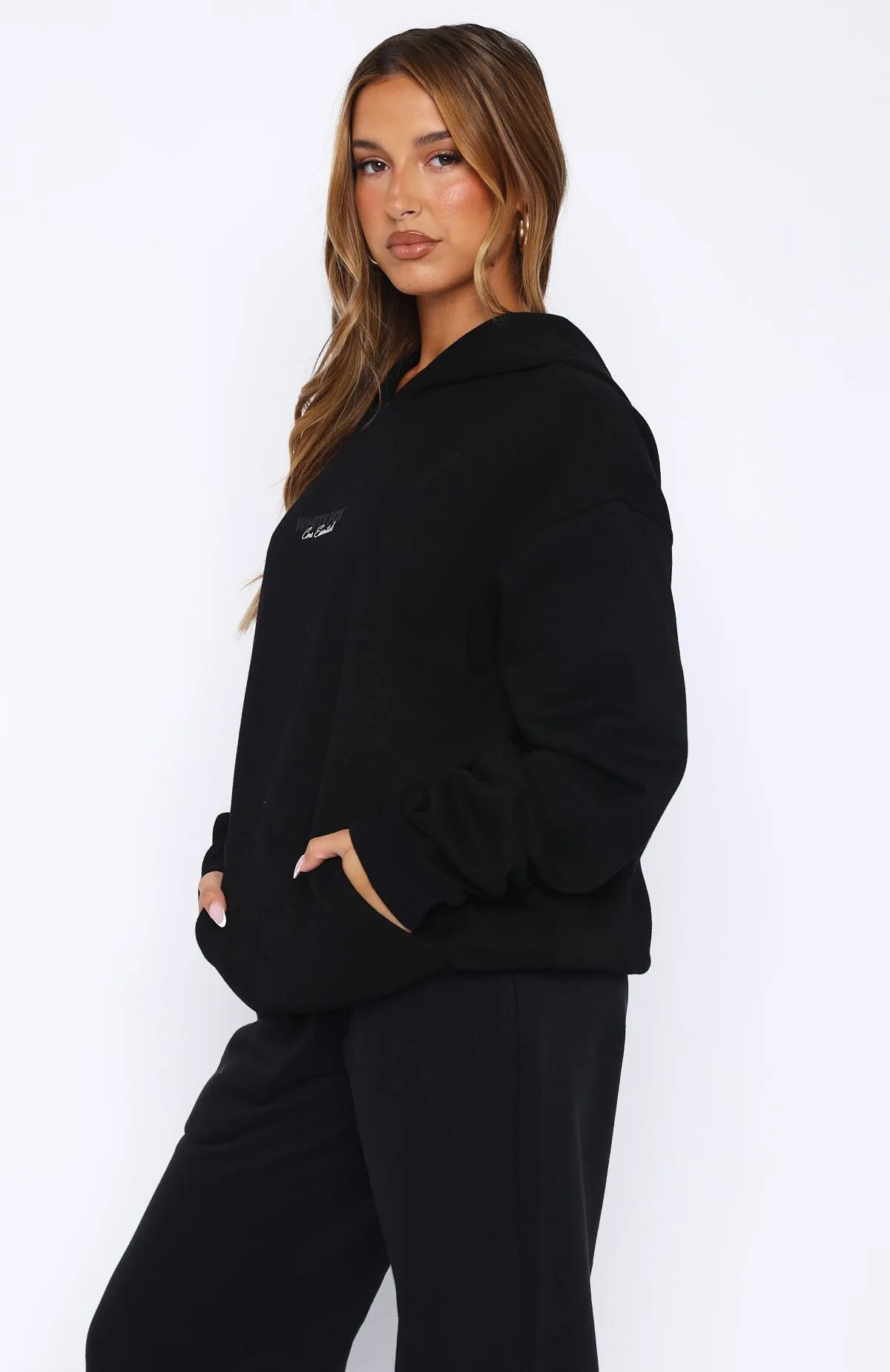 Core Essentials Oversized Hoodie Black sold by White Fox Boutique product image thumbnail 4