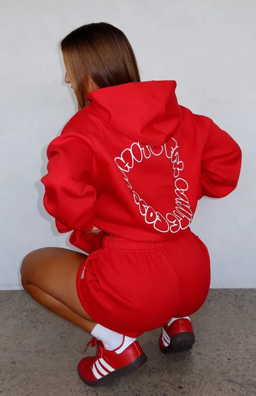 Take A Guess Oversized Hoodie Red sold by White Fox Boutique