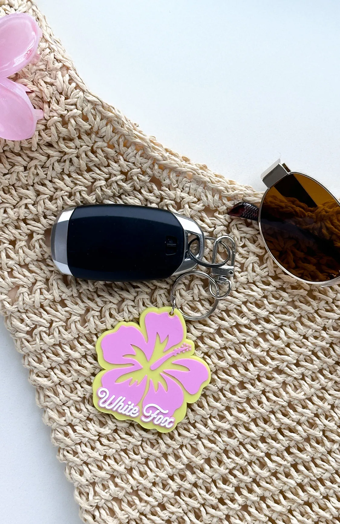 Meet Me On Vacation Keychain Yellow/Pink sold by White Fox Boutique product image thumbnail 2