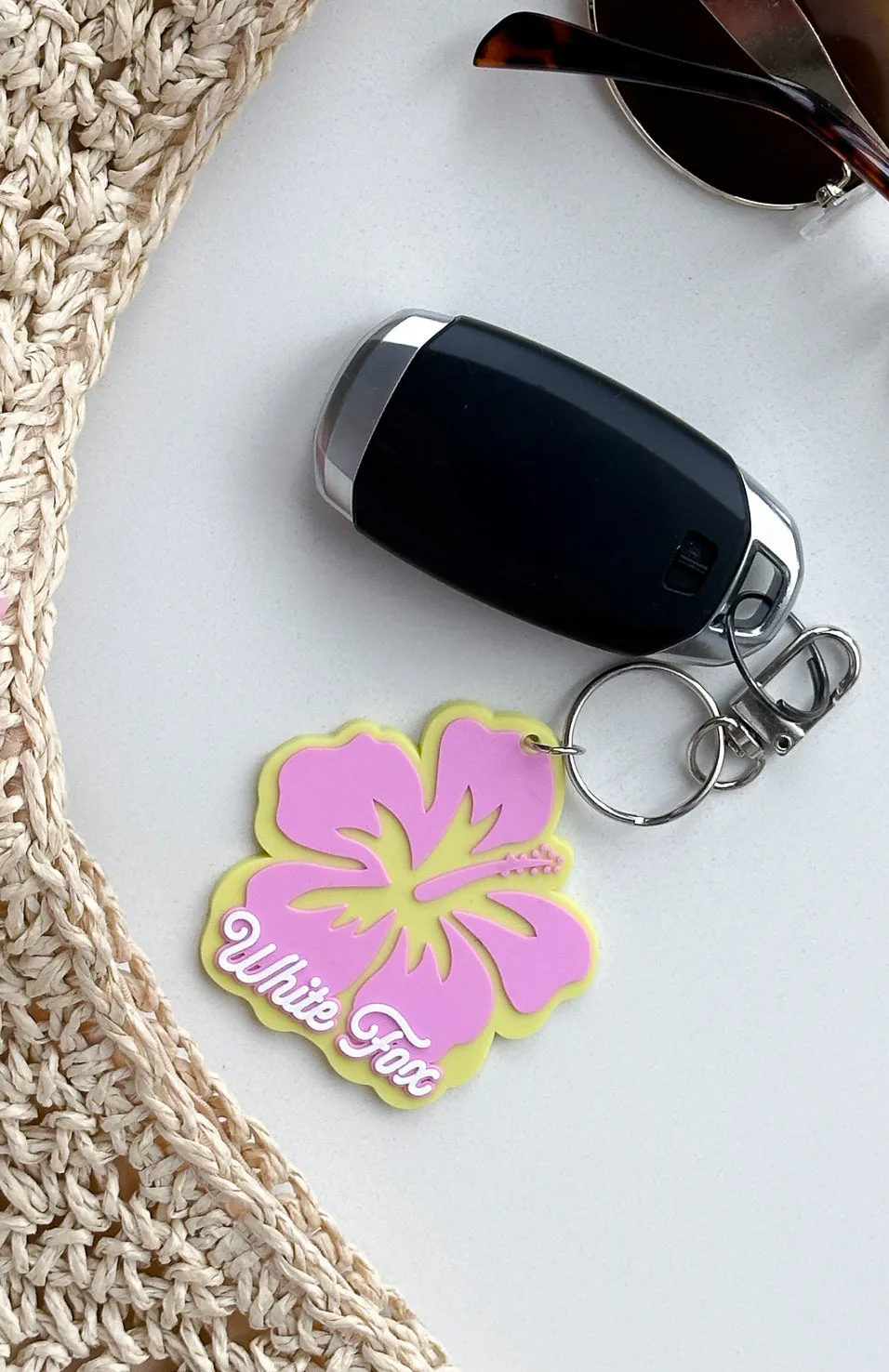 Meet Me On Vacation Keychain Yellow/Pink sold by White Fox Boutique product image thumbnail 3