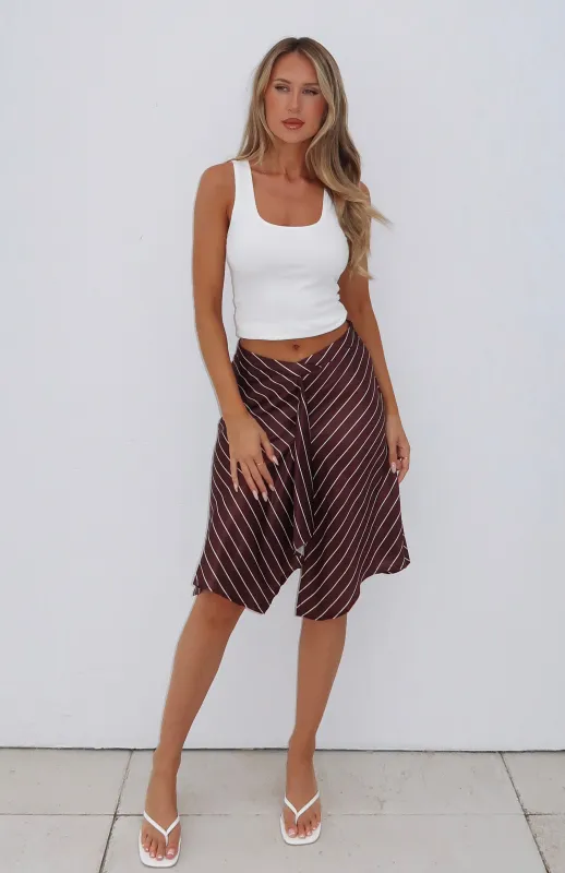 Heartfelt Midi Skirt Chocolate Stripe sold by White Fox Boutique