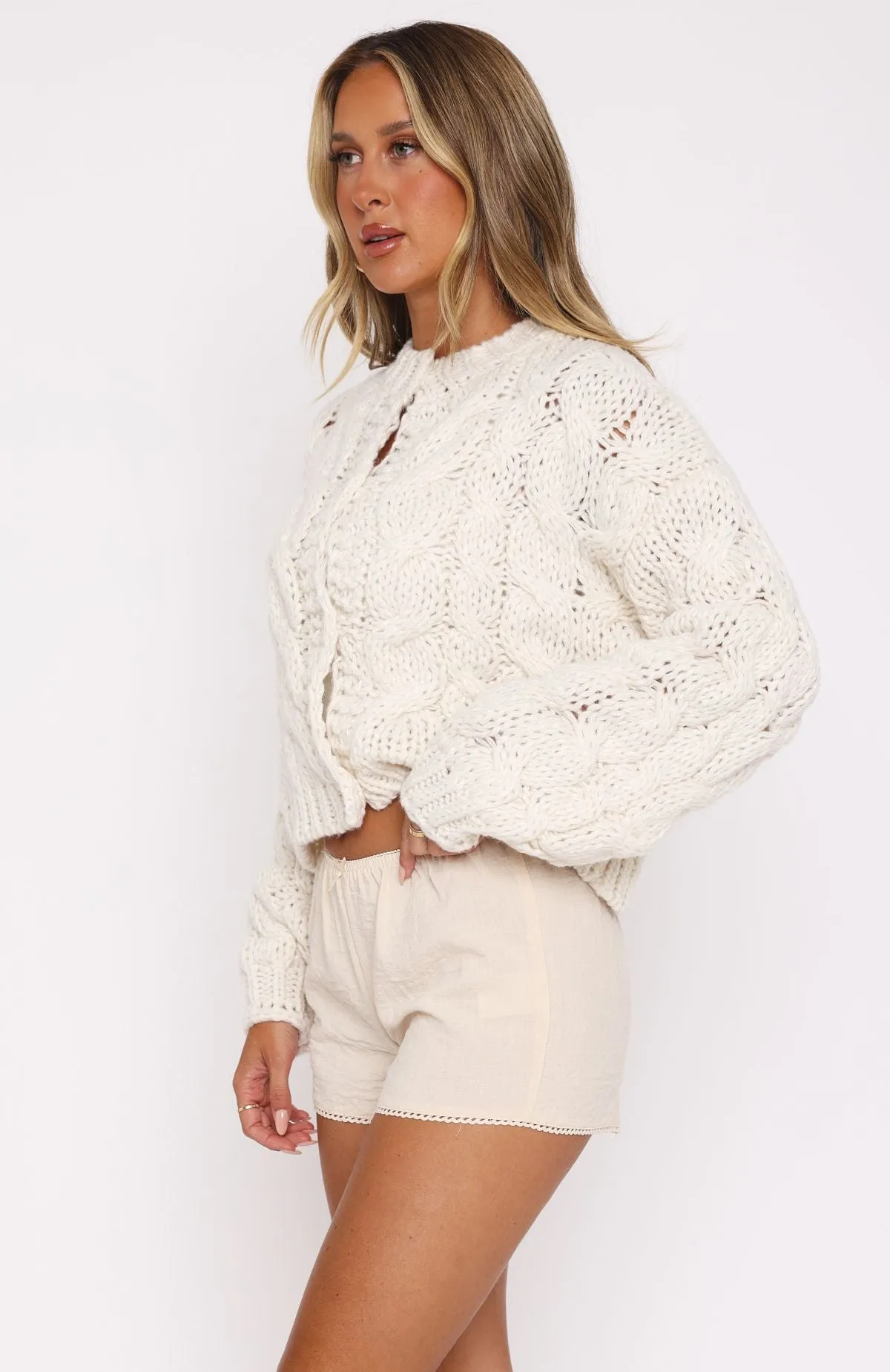 Cutie Pie Knit Cardigan Cream sold by White Fox Boutique product image thumbnail 3