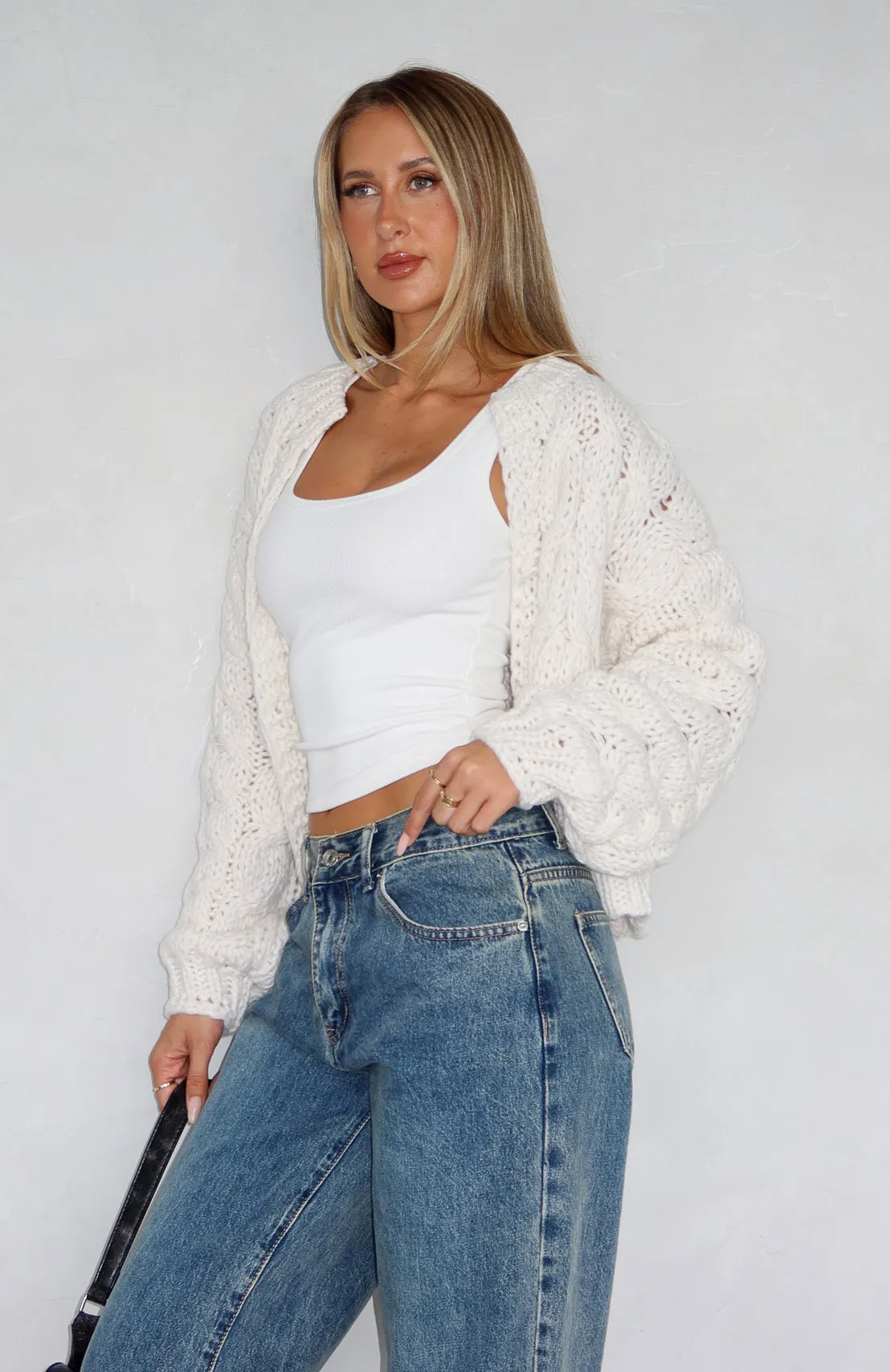 Cutie Pie Knit Cardigan Cream sold by White Fox Boutique