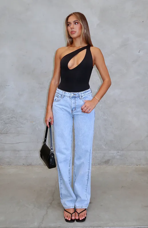 Zara Mid Rise Straight Leg Jeans Light Blue sold by White Fox Boutique