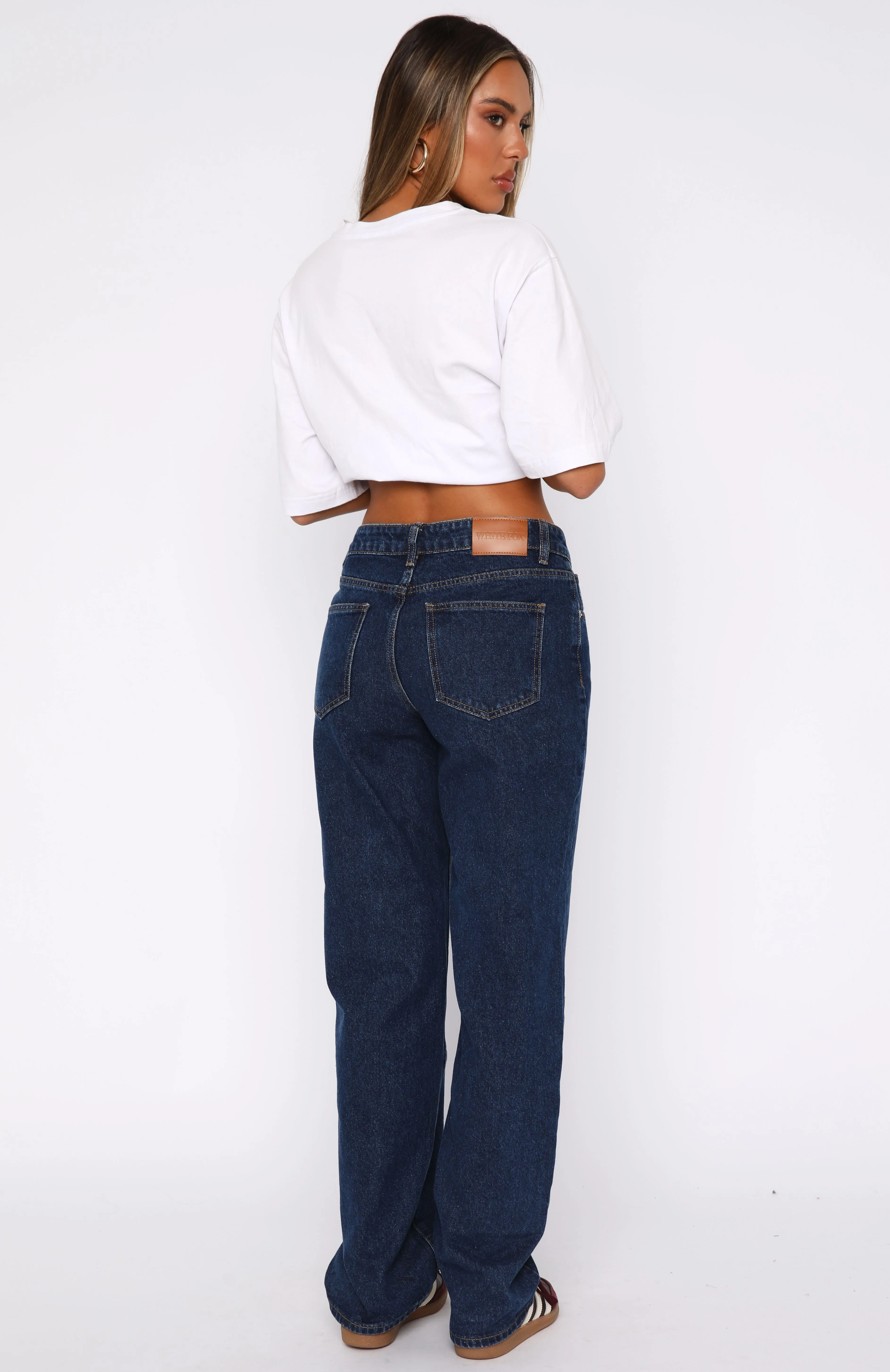 Zara Mid Rise Straight Leg Jeans Dark Blue sold by White Fox Boutique product image thumbnail 4