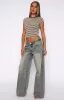 Maeve Low Rise Wide Leg Jeans Sand sold by White Fox Boutique