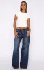 Maeve Low Rise Wide Leg Jeans Washed Dark Blue sold by White Fox Boutique