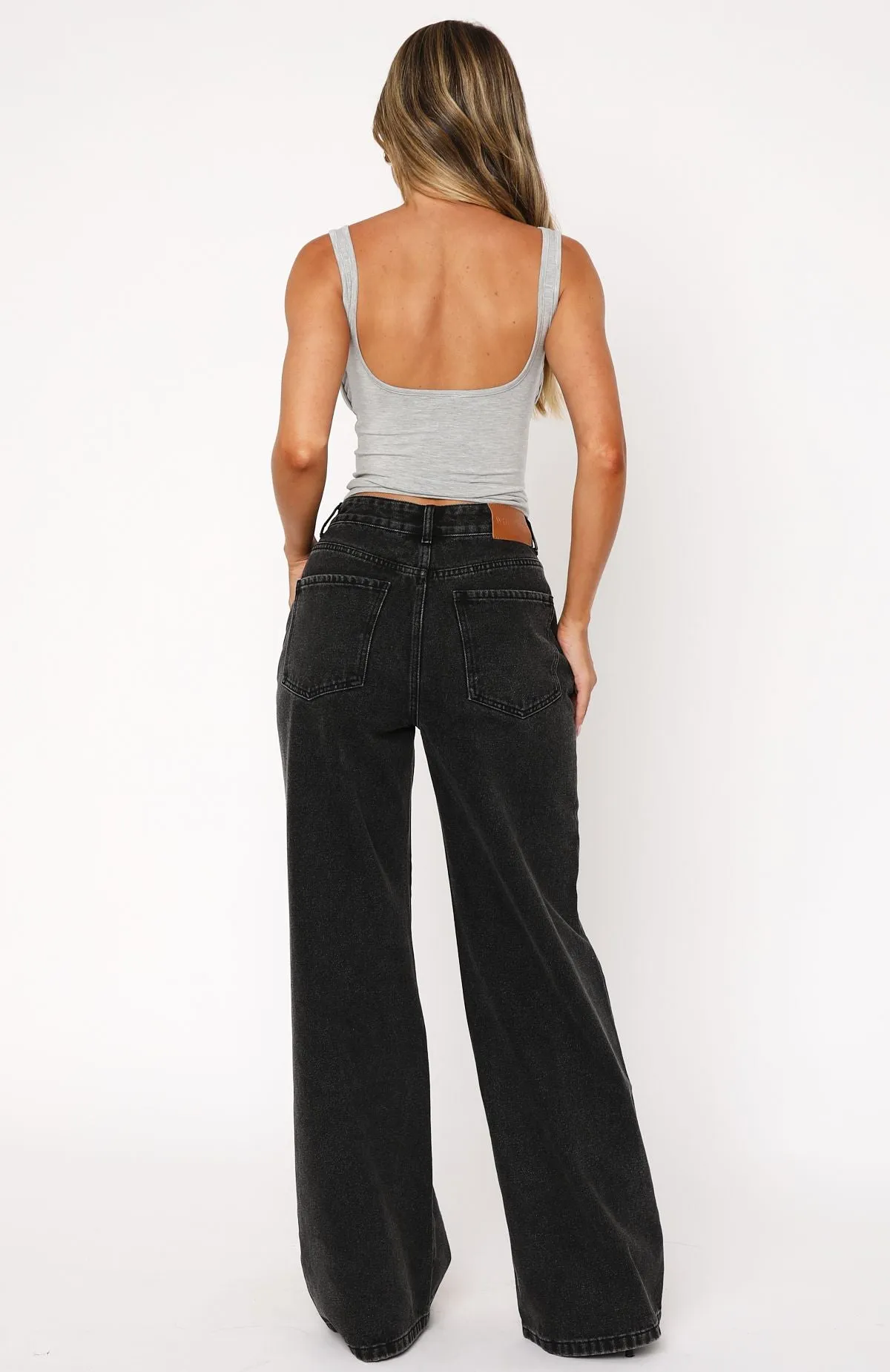 Lola High Rise Wide Leg Jeans Black Acid sold by White Fox Boutique product image thumbnail 4