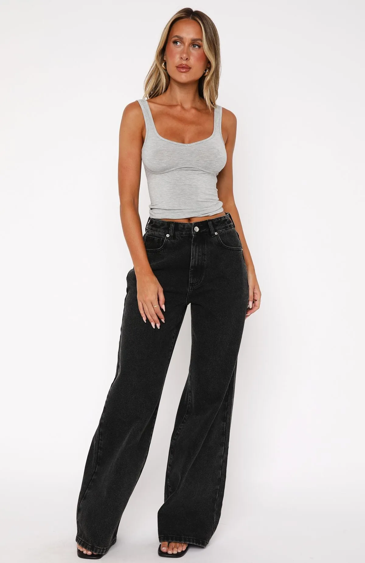 Lola High Rise Wide Leg Jeans Black Acid sold by White Fox Boutique product image thumbnail 2