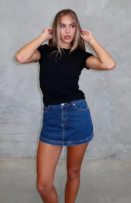 All Your Problems Denim Skort Dark Blue sold by White Fox Boutique