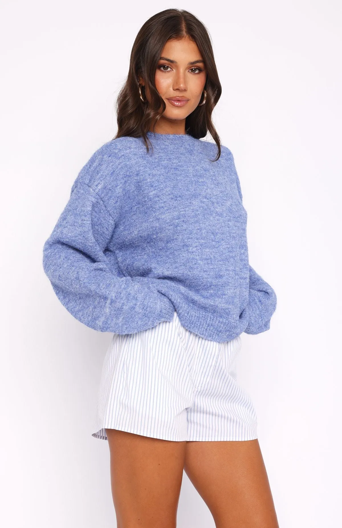 Warm Whispers Knit Sweater Cornflower Blue sold by White Fox Boutique product image thumbnail 3