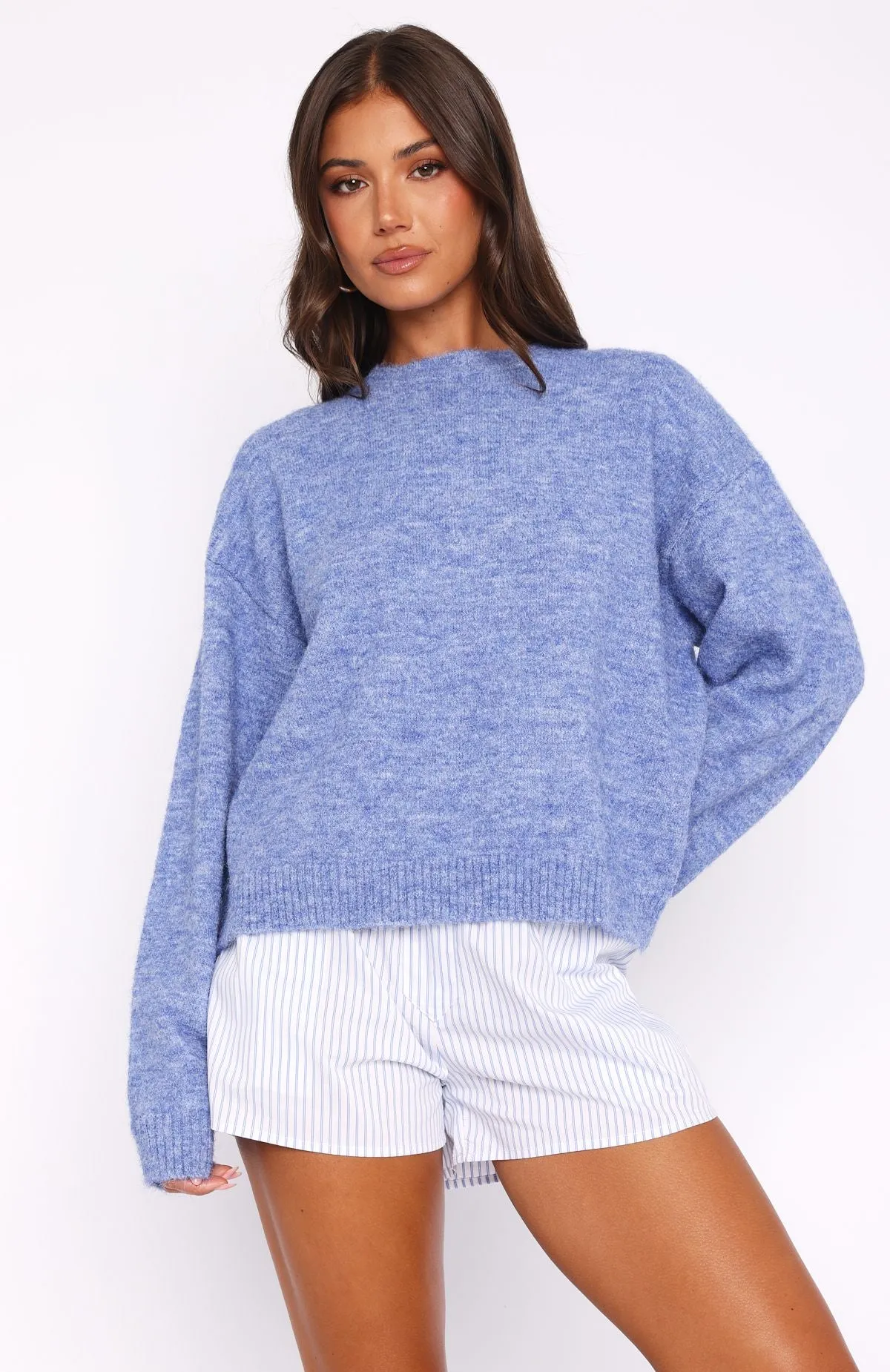 Warm Whispers Knit Sweater Cornflower Blue sold by White Fox Boutique product image thumbnail 2