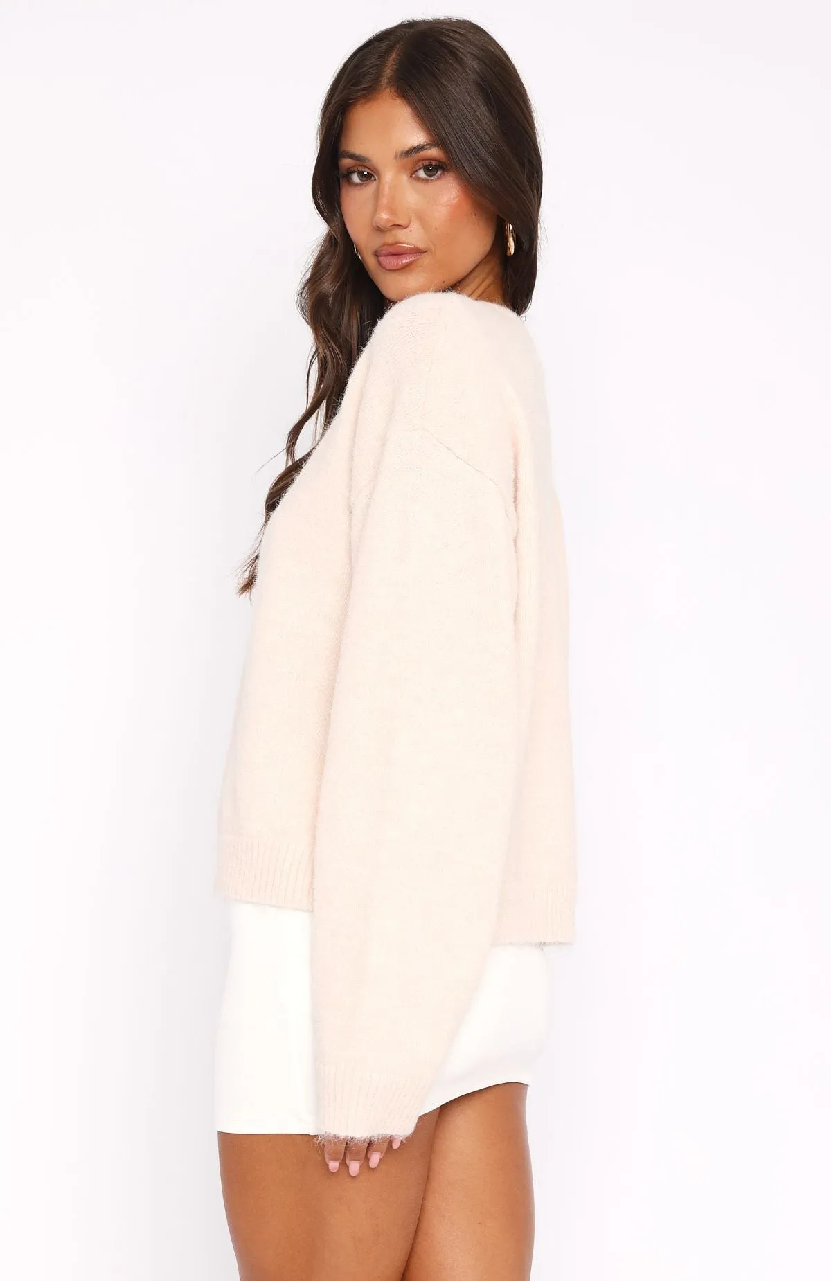 Warm Whispers Knit Sweater Cream sold by White Fox Boutique product image thumbnail 4