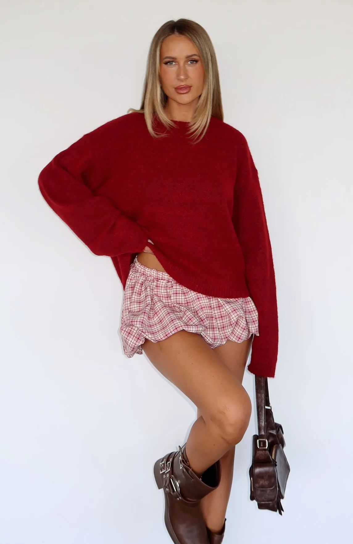 Warm Whispers Knit Sweater Burgundy sold by White Fox Boutique