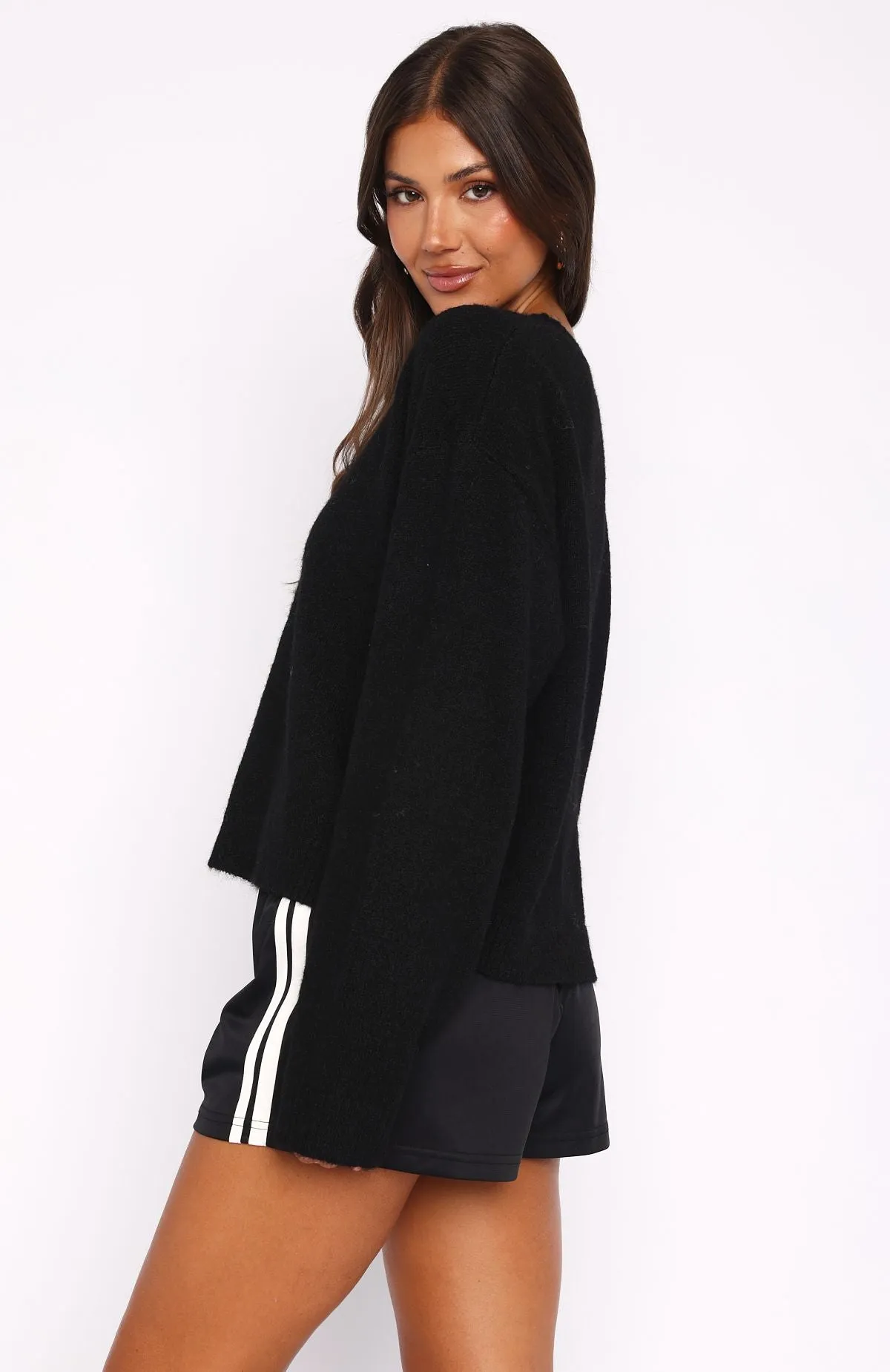 Warm Whispers Knit Sweater Black sold by White Fox Boutique product image thumbnail 4