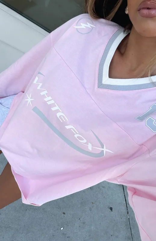 Let's Just Be Friends Long Sleeve Oversized Jersey Pink sold by White Fox Boutique