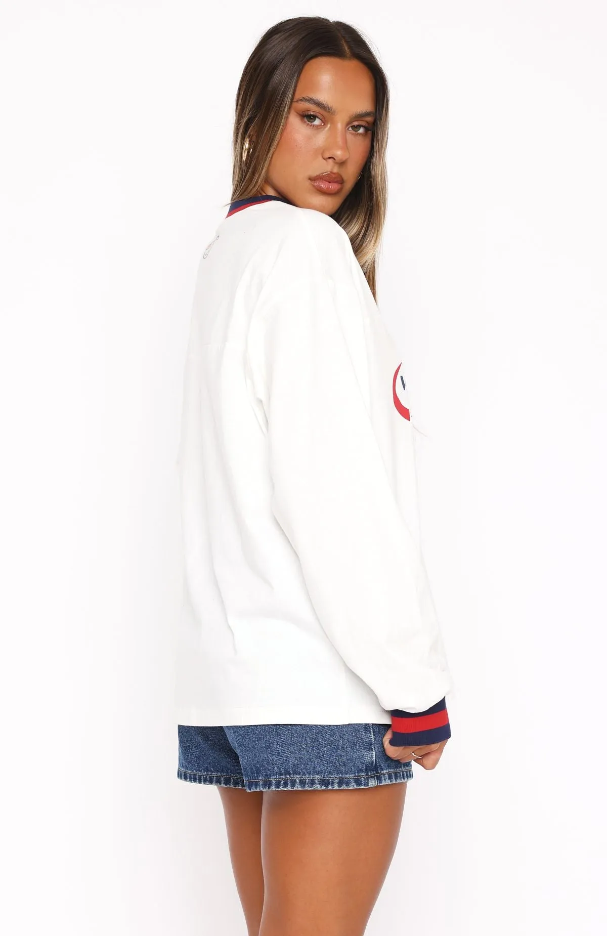 Let's Just Be Friends Long Sleeve Oversized Jersey White sold by White Fox Boutique product image thumbnail 4