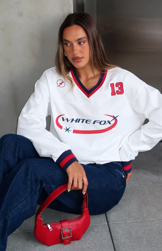 Let's Just Be Friends Long Sleeve Oversized Jersey White sold by White Fox Boutique