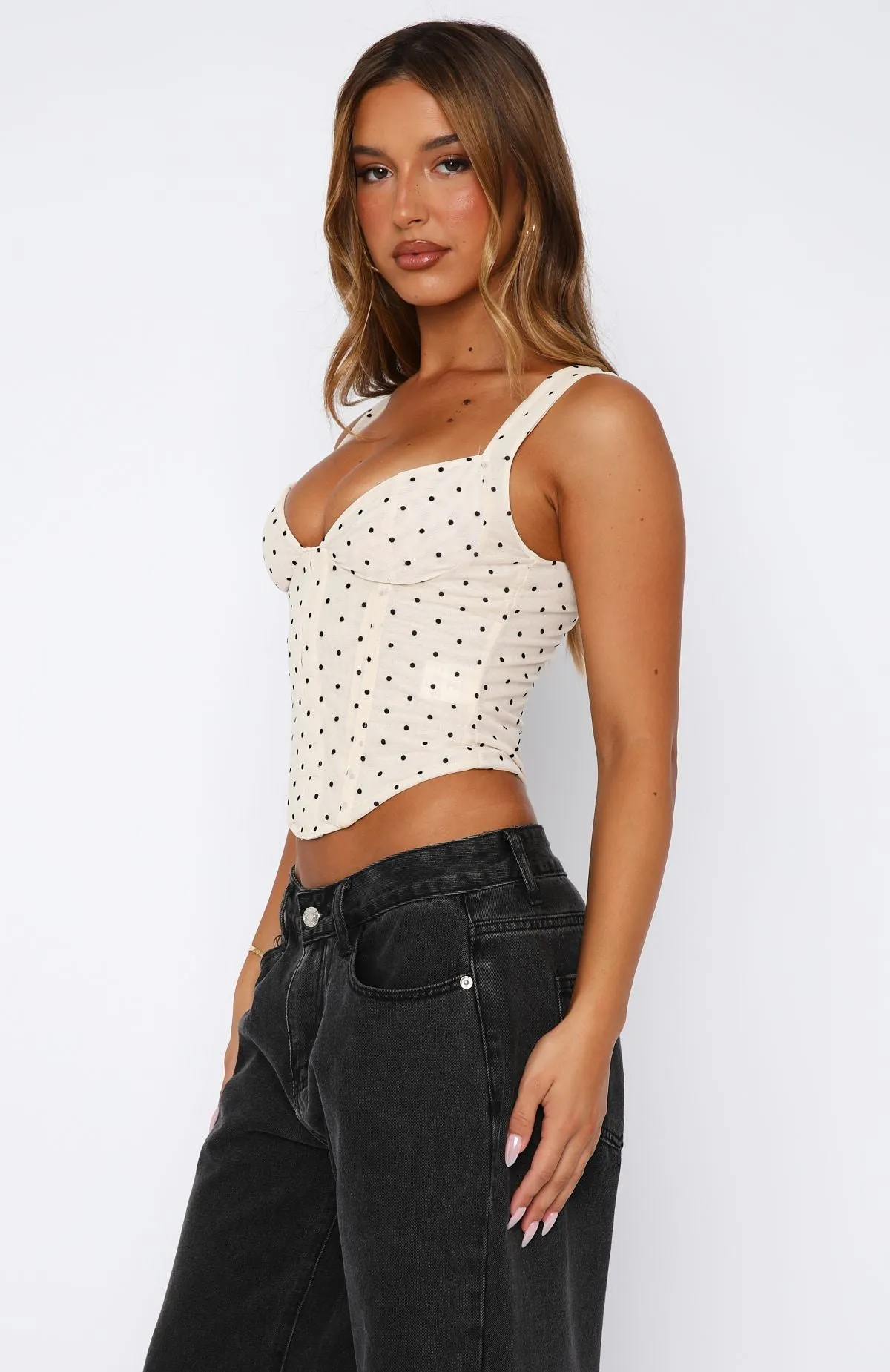 Riviera Bustier Beige Polka Dot sold by White Fox Boutique product image thumbnail 3