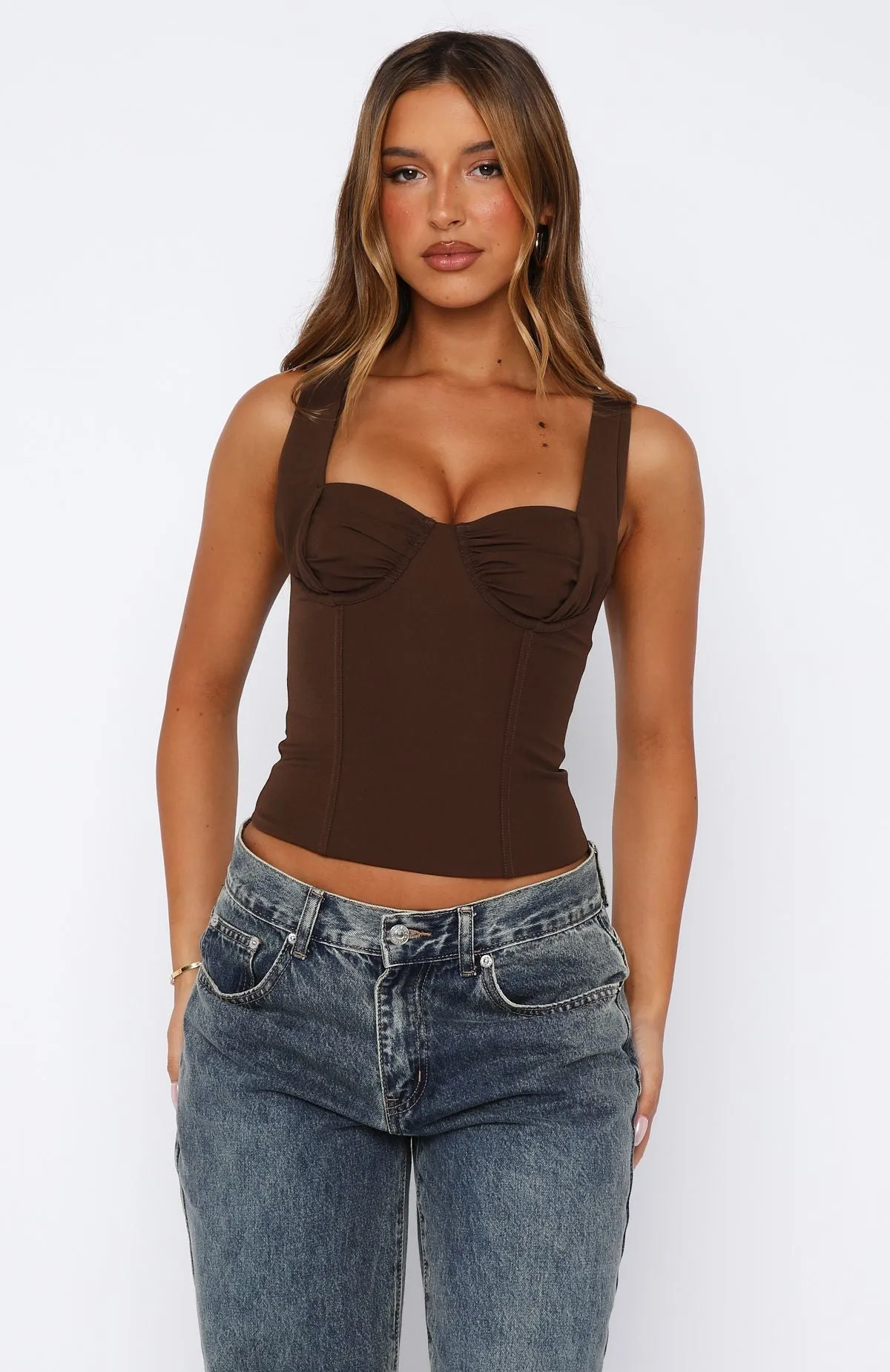 Chasing Shadows Bustier Chocolate sold by White Fox Boutique product image thumbnail 2