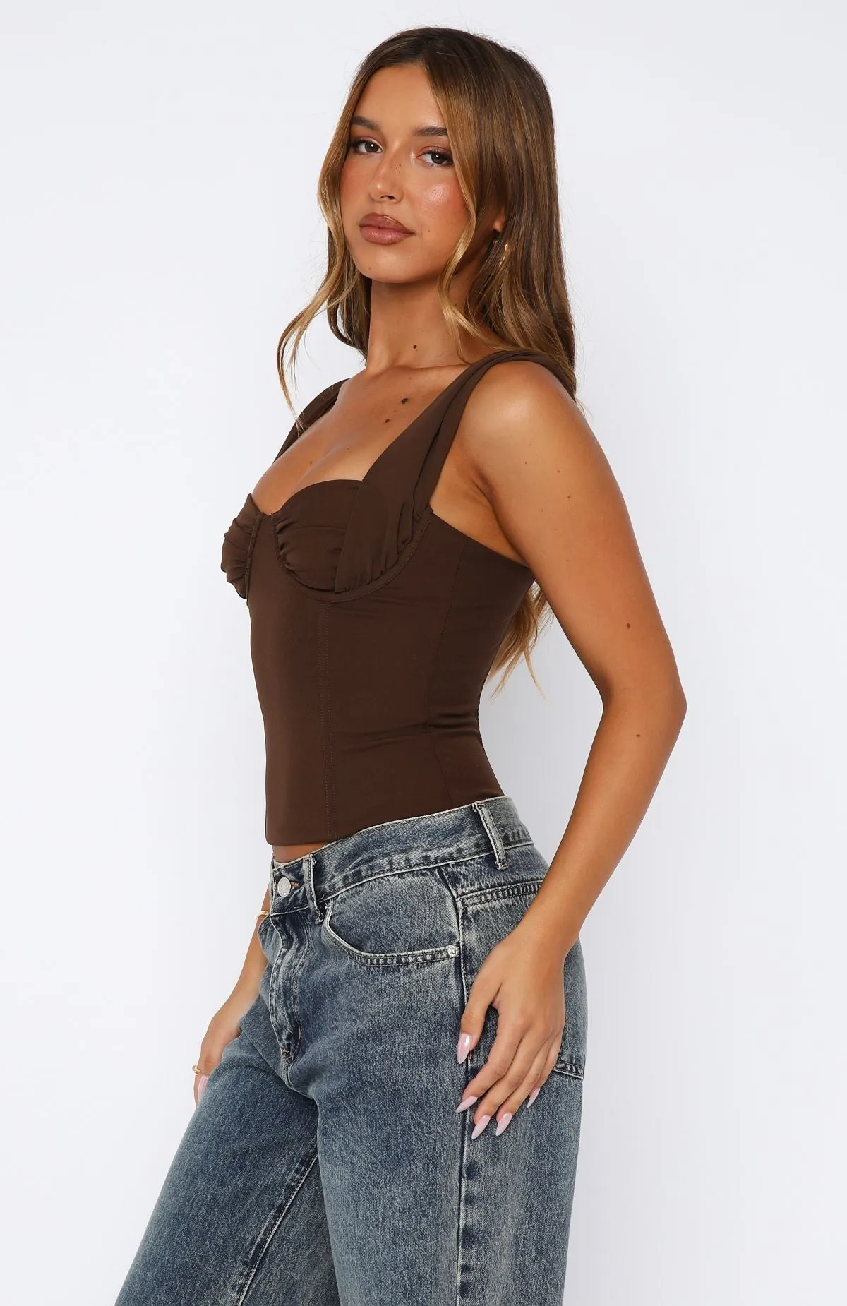 Chasing Shadows Bustier Chocolate sold by White Fox Boutique product image thumbnail 3