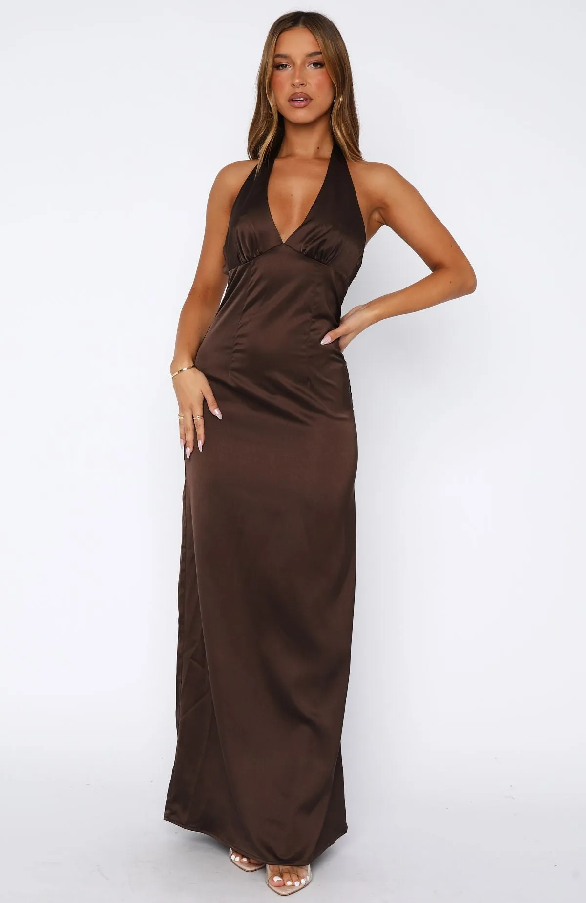 Stay With Me Maxi Dress Chocolate sold by White Fox Boutique product image thumbnail 3