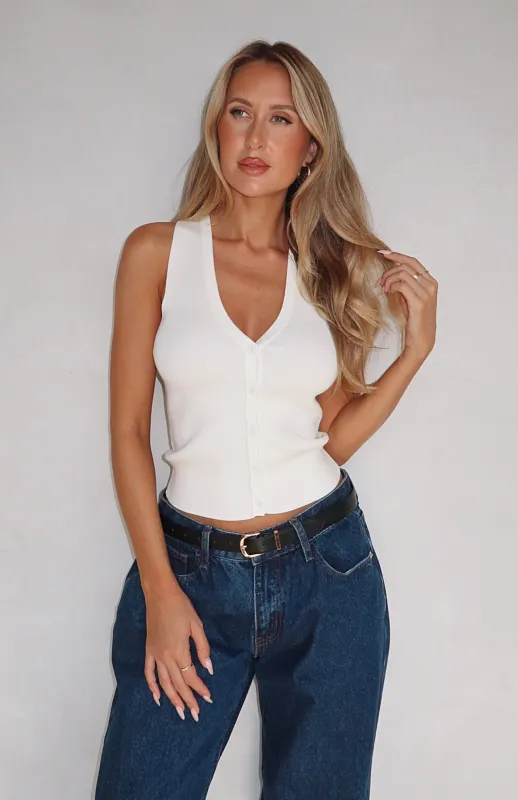 Make It Worthwhile Vest Top Off White sold by White Fox Boutique