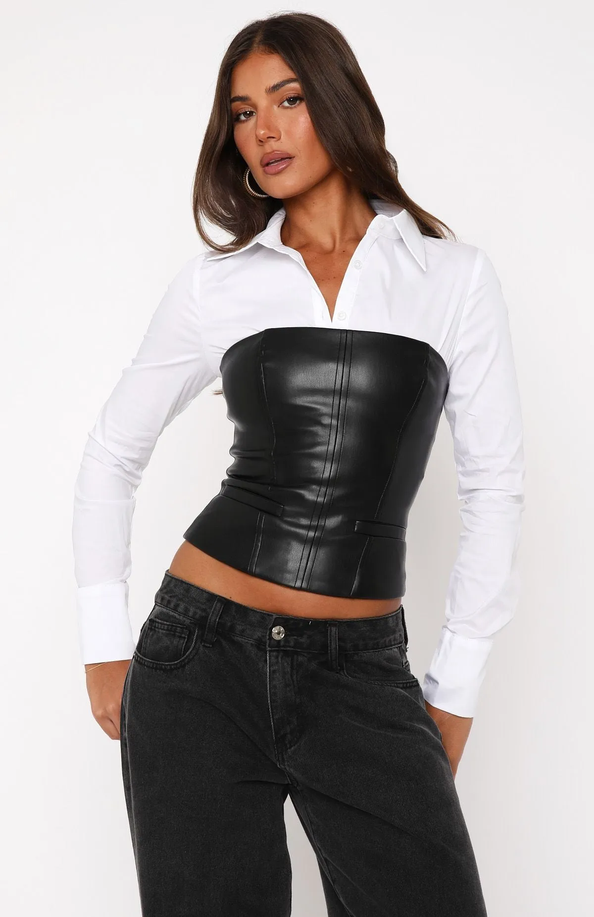 Won't Tell You Again PU Bustier Black sold by White Fox Boutique product image thumbnail 2