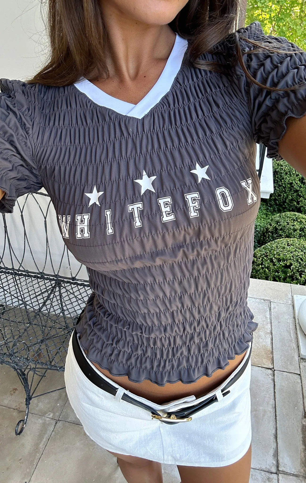 Woman Of The World Top Charcoal sold by White Fox Boutique