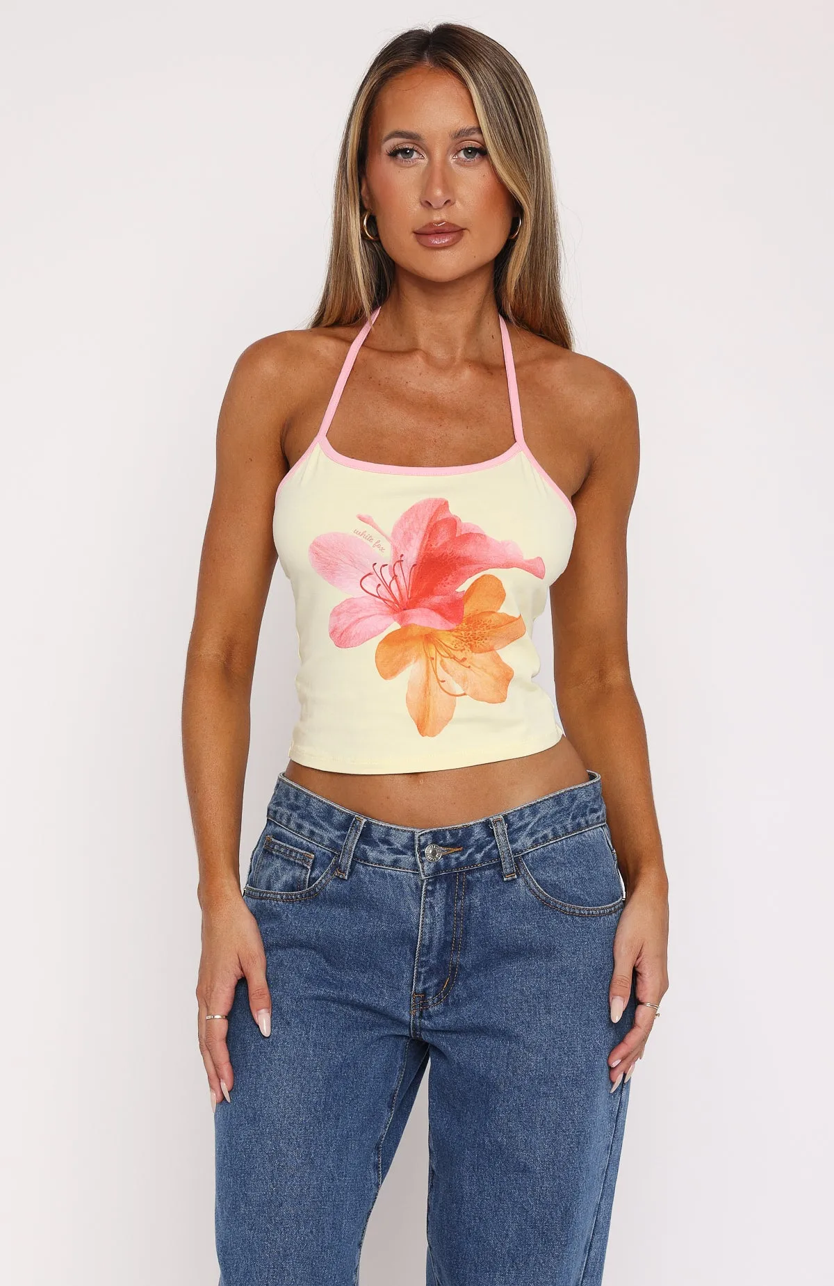Take Your Mind Off It Halter Top Lemon sold by White Fox Boutique product image thumbnail 2