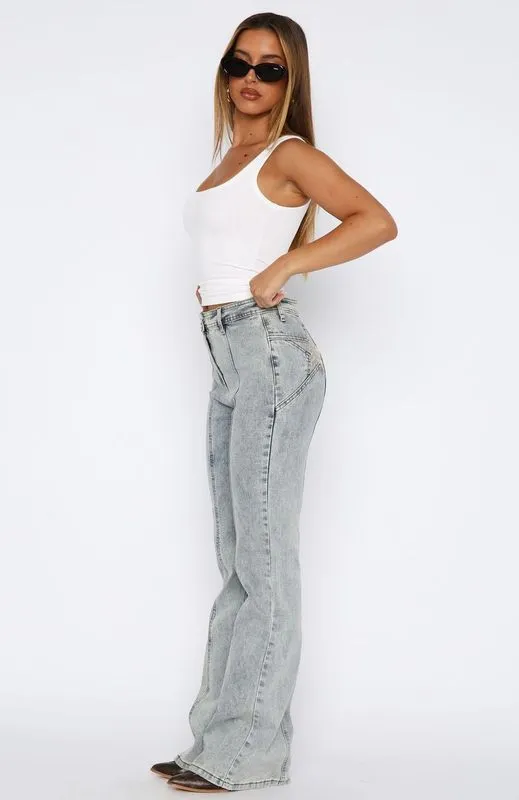 Zoe High Rise Bootleg Jeans Light Blue Acid sold by White Fox Boutique product image thumbnail 3