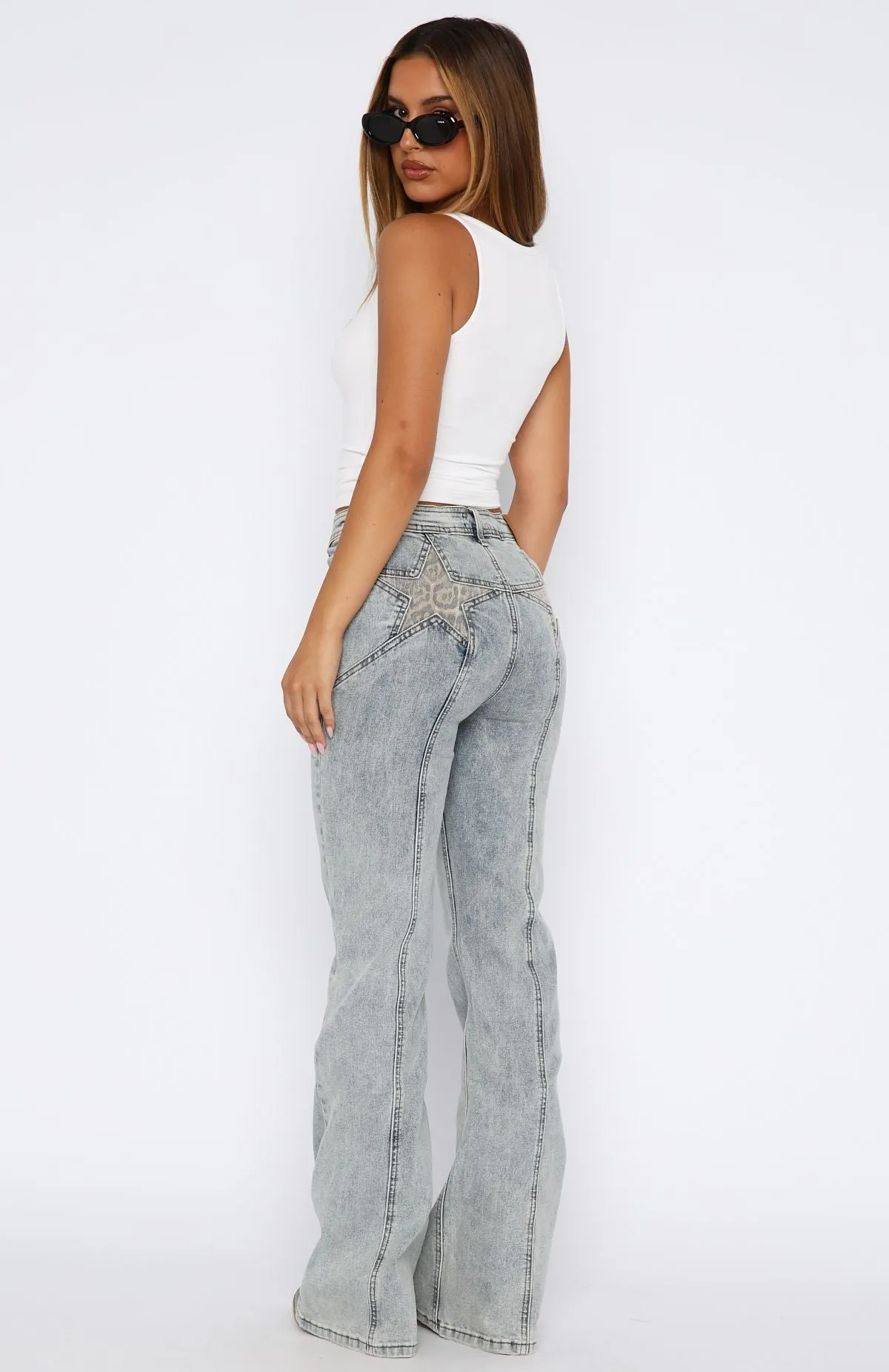 Zoe High Rise Bootleg Jeans Light Blue Acid sold by White Fox Boutique product image thumbnail 4
