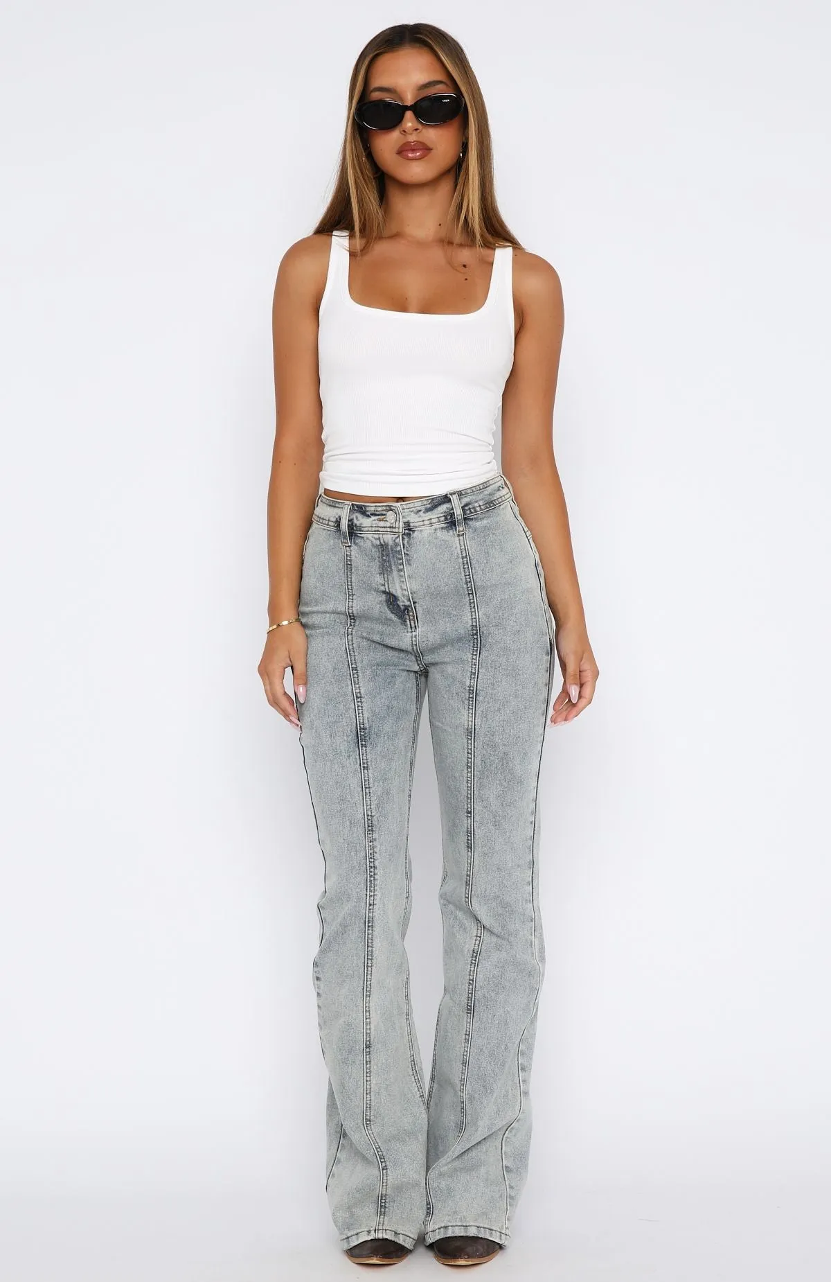 Zoe High Rise Bootleg Jeans Light Blue Acid sold by White Fox Boutique product image thumbnail 2