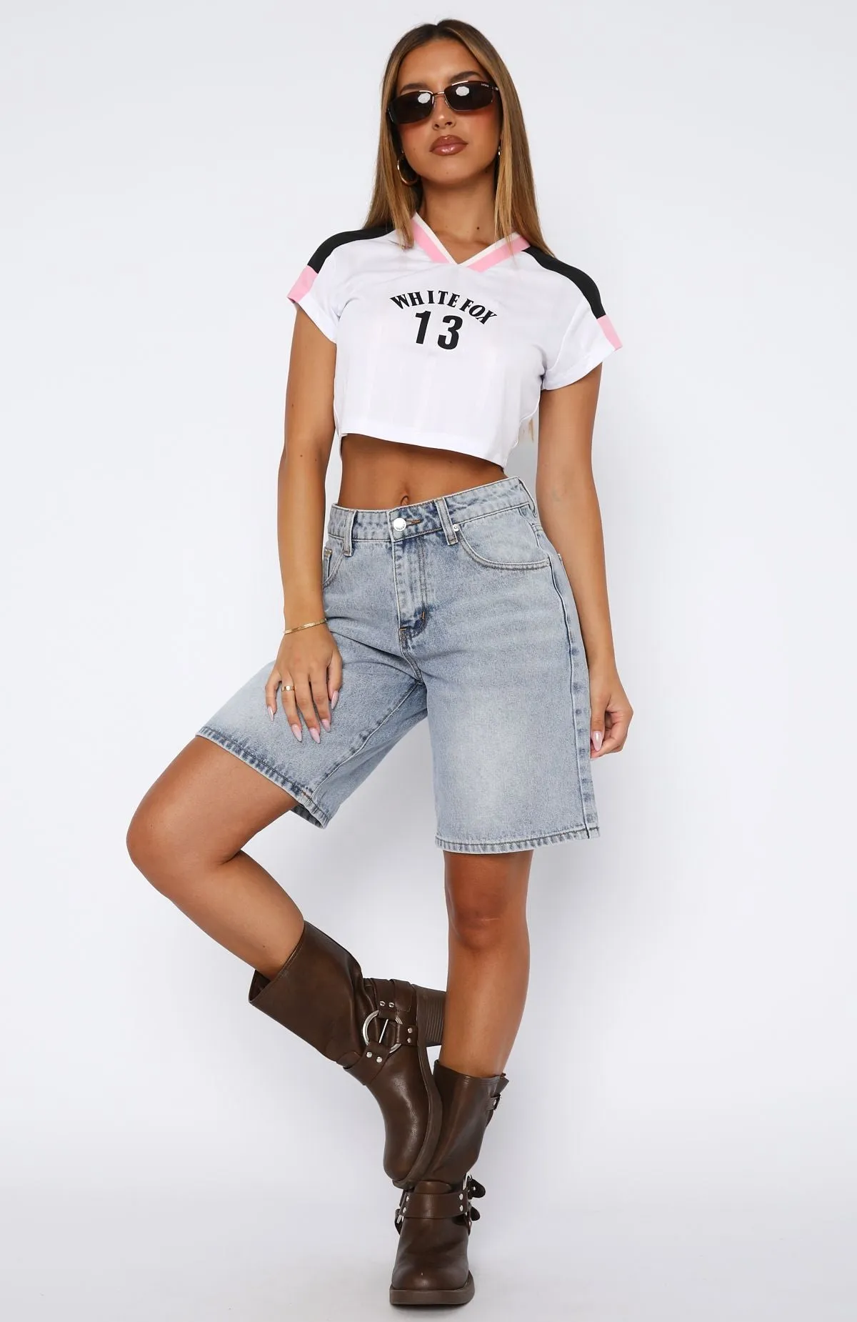 Bella Denim Shorts Light Blue sold by White Fox Boutique product image thumbnail 5