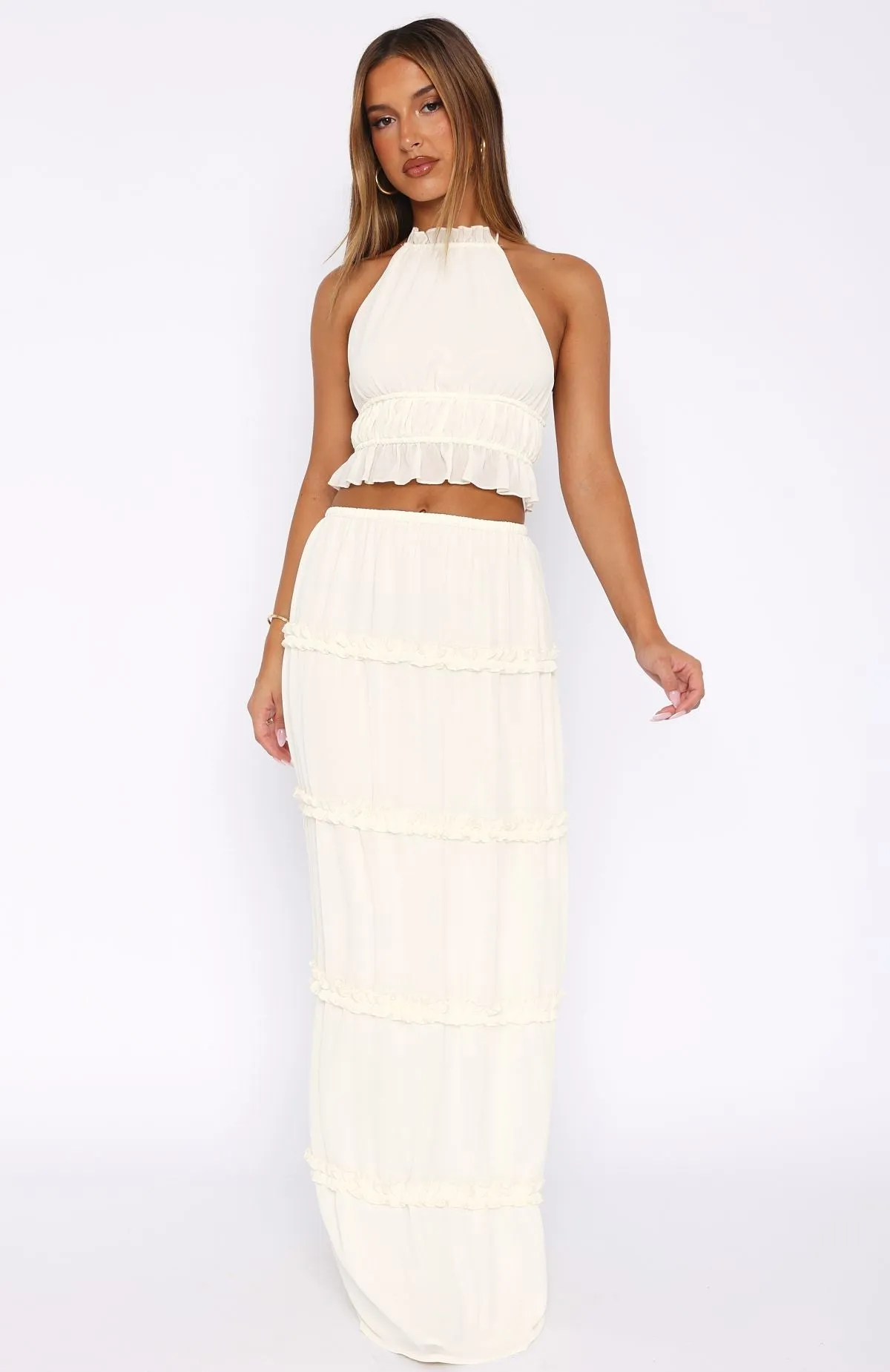 No Contact Maxi Skirt Off White sold by White Fox Boutique product image thumbnail 2