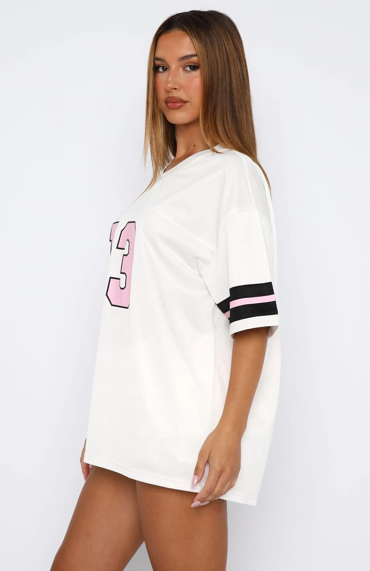 Friday Night Lights Oversized Jersey White/Pink sold by White Fox Boutique product image thumbnail 4