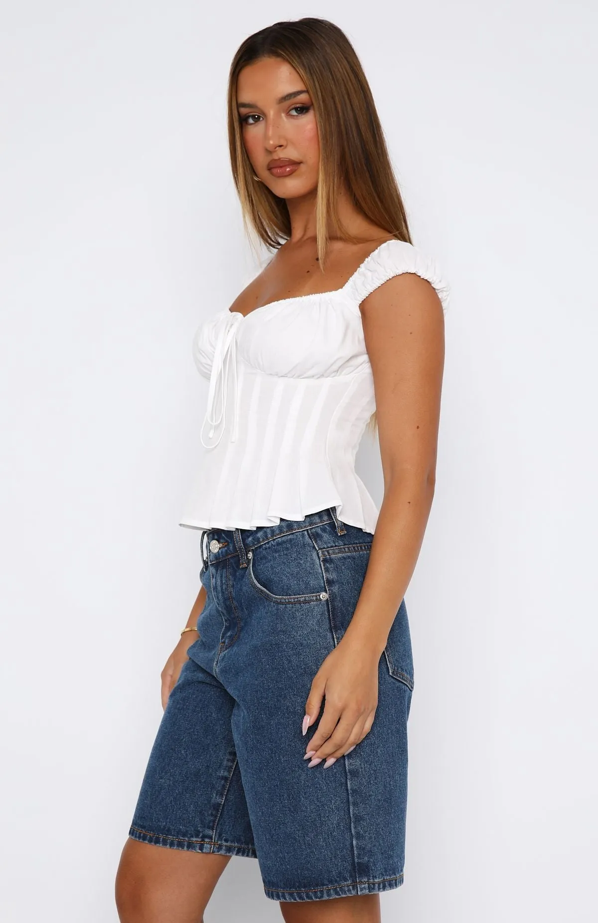 Cut You Off Poplin Top White sold by White Fox Boutique product image thumbnail 3