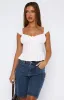 Cut You Off Poplin Top White sold by White Fox Boutique