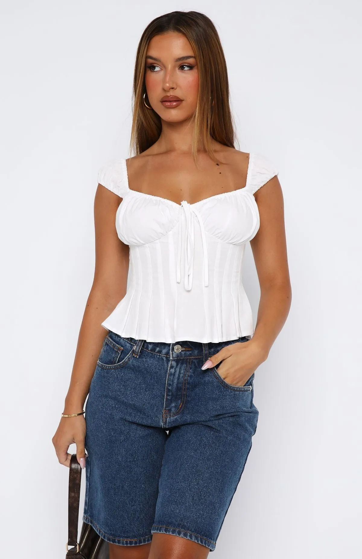 Cut You Off Poplin Top White sold by White Fox Boutique product image thumbnail 2