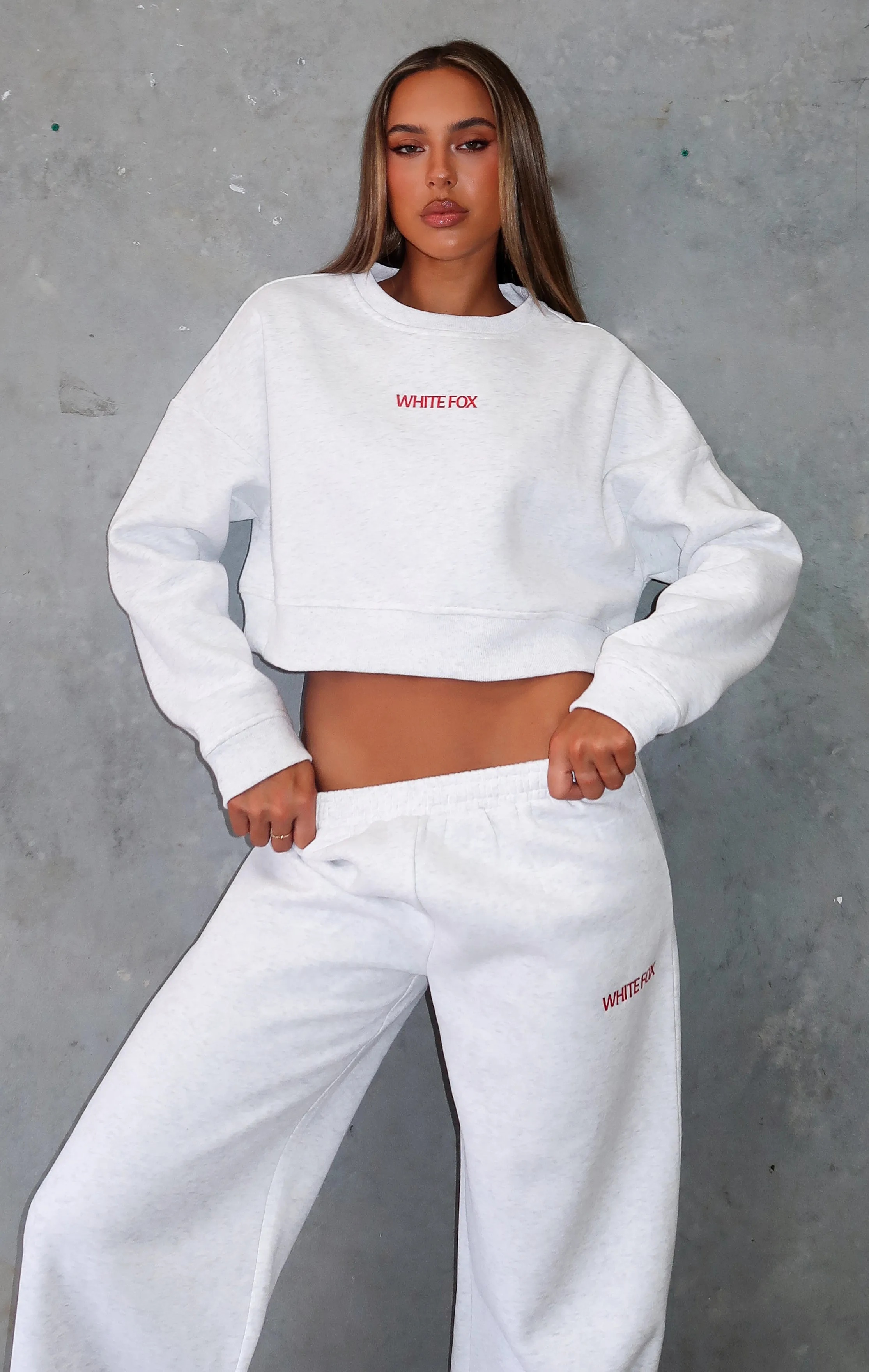 Trading Places Cropped Sweater Grey Marle sold by White Fox Boutique