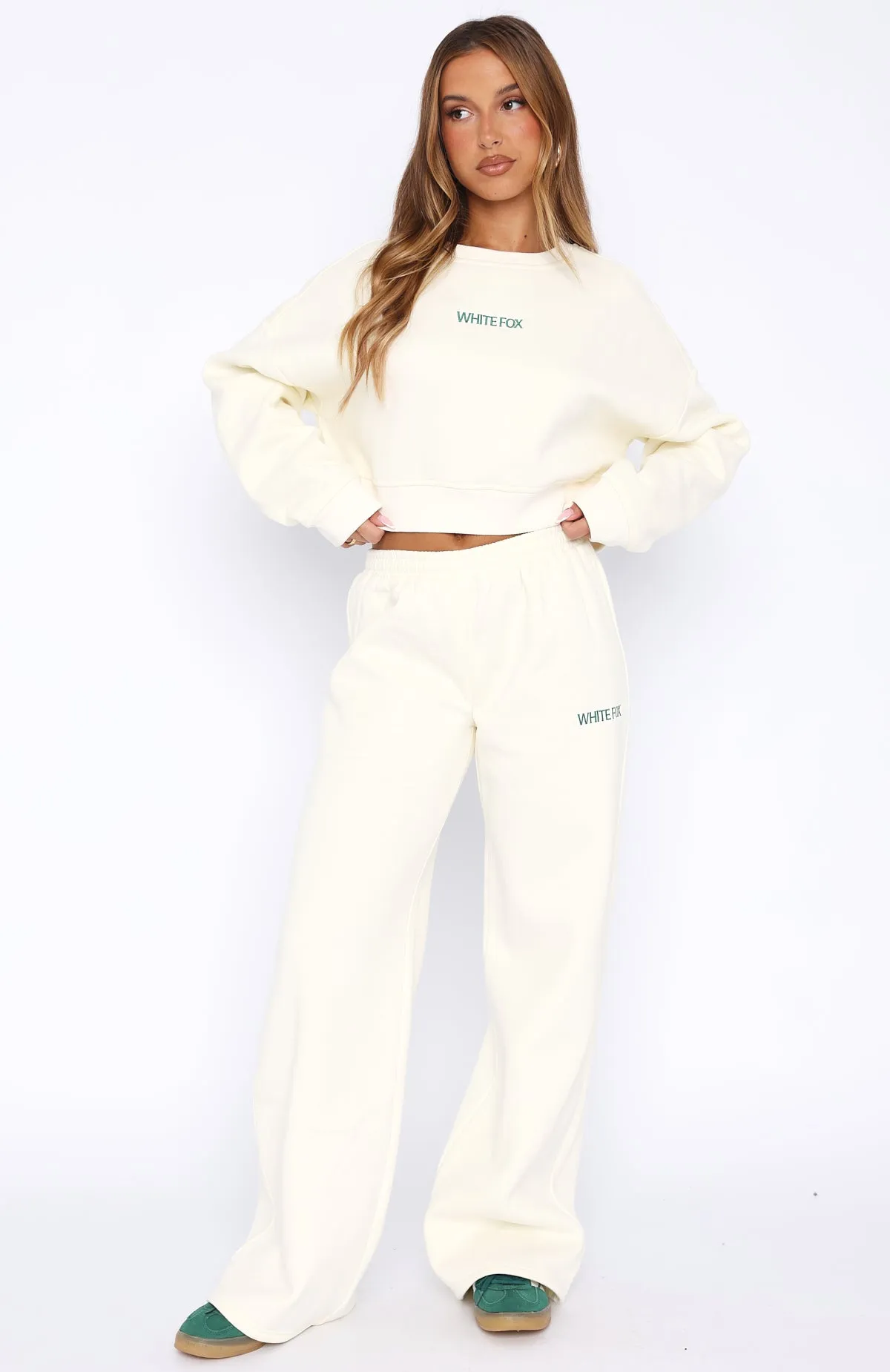 Trading Places Wide Leg Sweatpants Cream sold by White Fox Boutique product image thumbnail 2