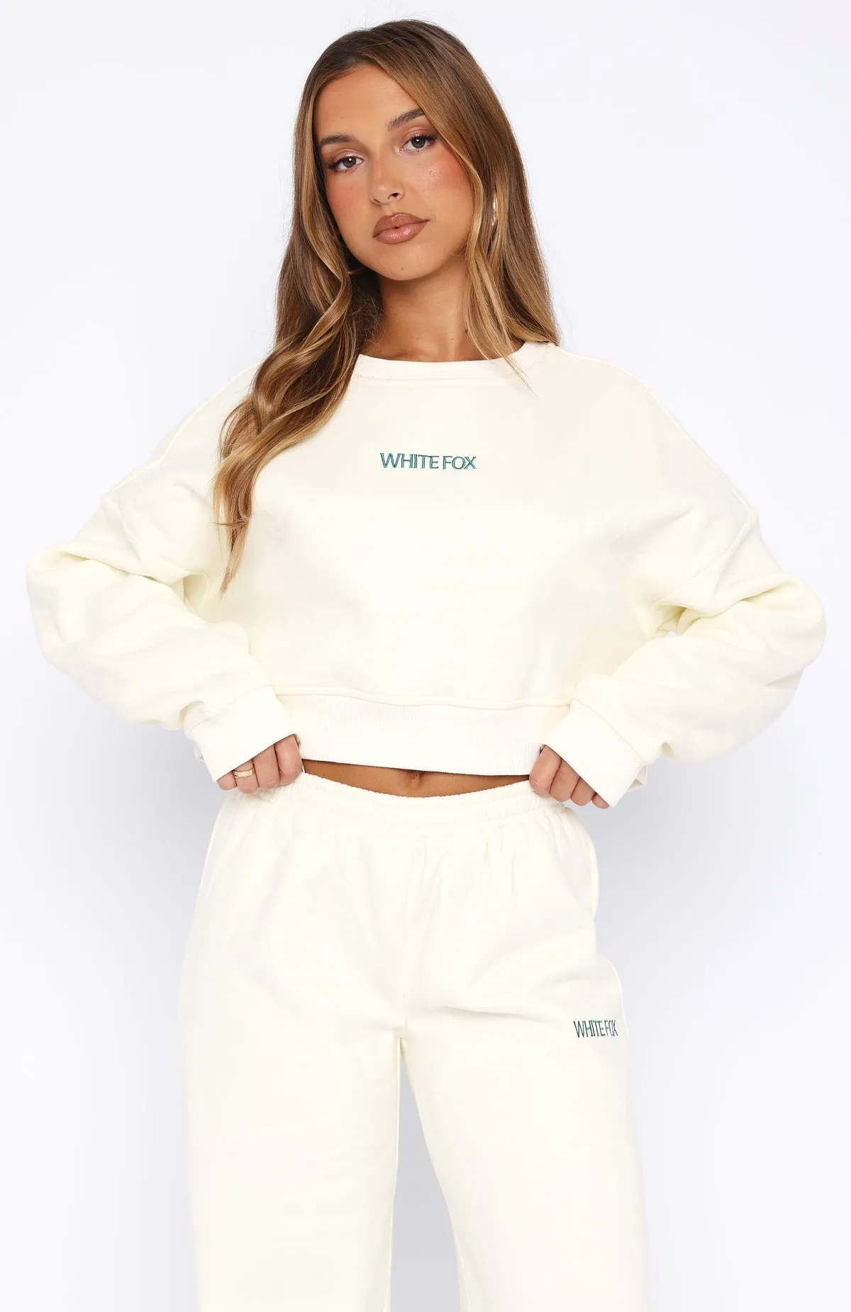 Trading Places Cropped Sweater Cream sold by White Fox Boutique product image thumbnail 2